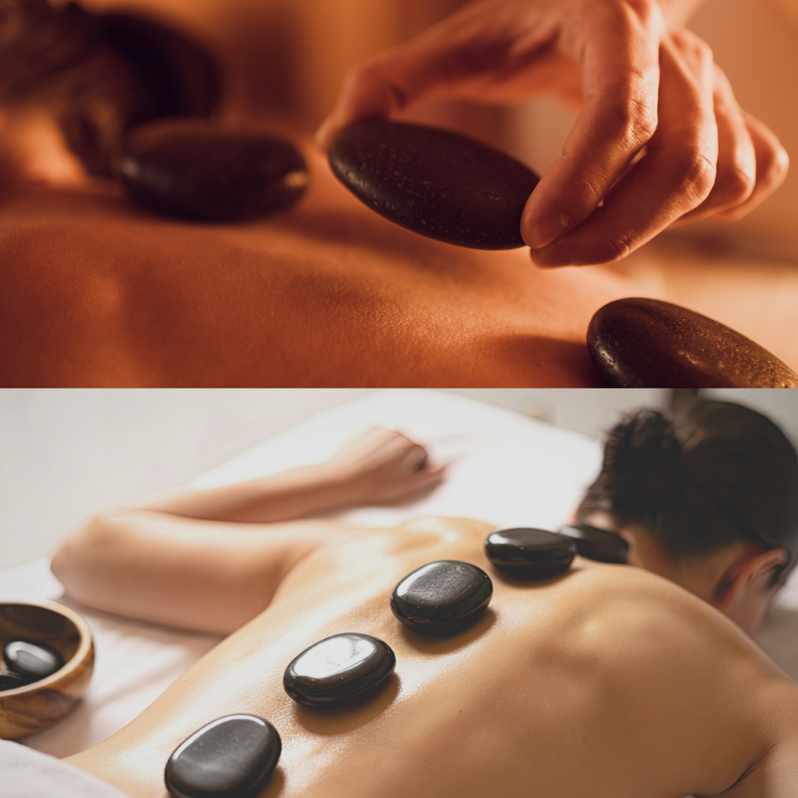 Hot-Stone-Massage — warme Basaltsteine auf dem Rücken